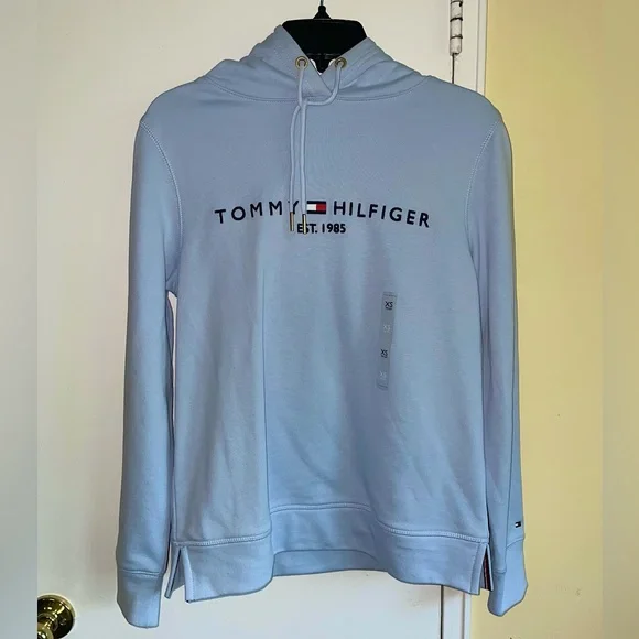Vintage Tommy Tommy Hilfiger Winter Hoodie Light Blue Tommy